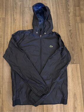 Lacoste Men’s Sports Windbreaker Jacket Size L Navy Blue